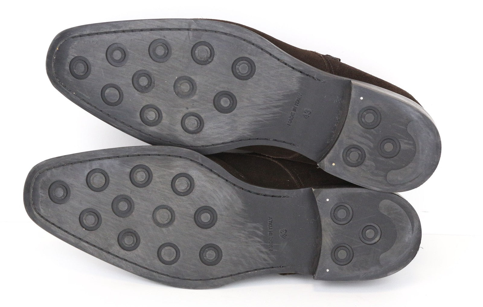 SUITSUPPLY Men's Shoes EU43 Dark Brown Suede Leather Double Buckle Low Top