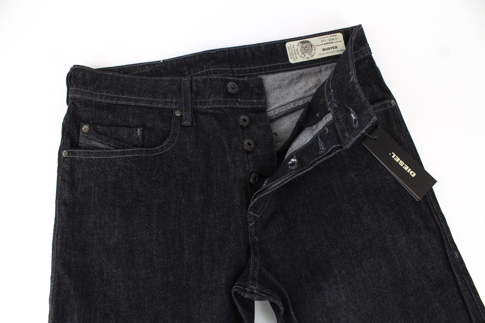 DIESEL Buster R8W58 Men's Jeans W29/L30 Black Slim Regular Stretch Tapered Fit