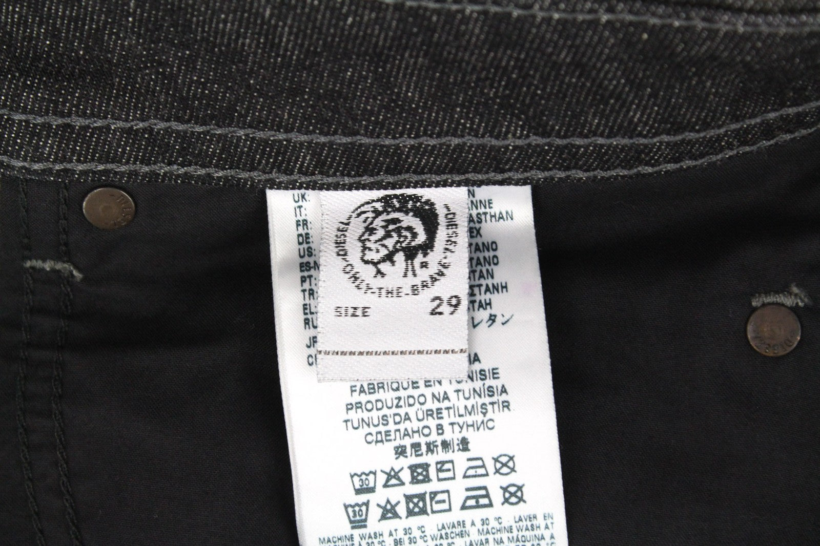 DIESEL Buster R8W58 Men's Jeans W29/L30 Black Slim Regular Stretch Tapered Fit