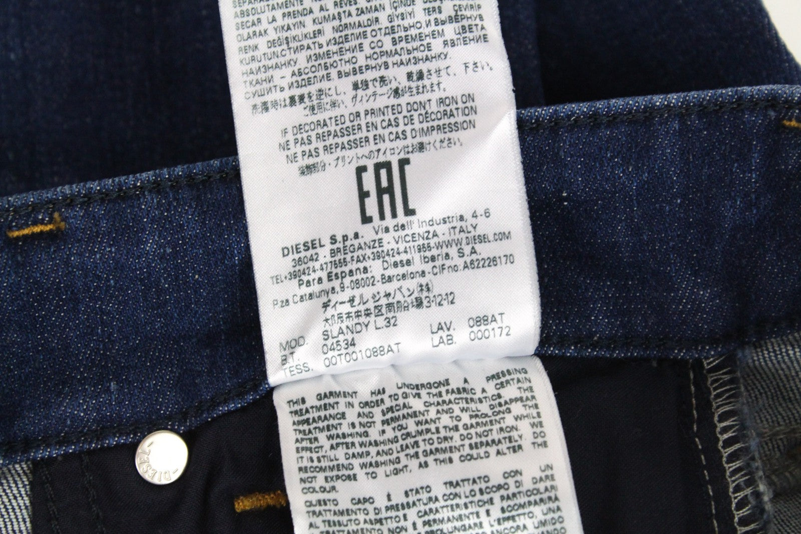 DIESEL Slandy 088AT Women's Jeans W23/L32 Blue Stretch Girls Super Slim Skinny