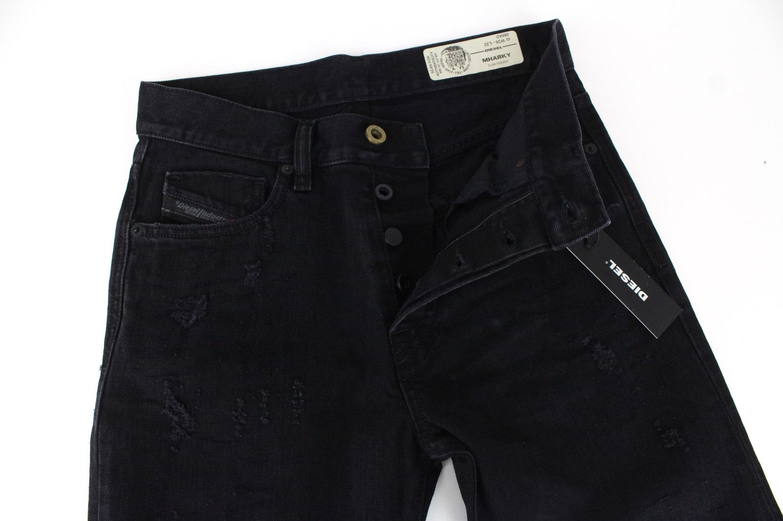 DIESEL Mharky 088AD Men's Jeans W26/L32 Black Slim Skinny Boys Non-Stretch Fit