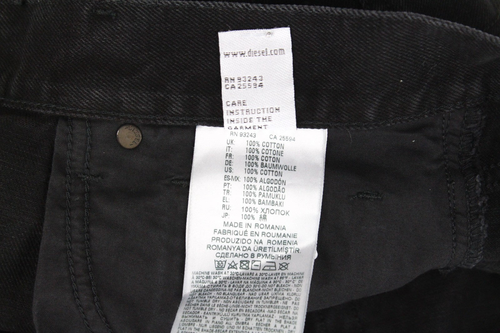 DIESEL Mharky 088AD Men's Jeans W26/L32 Black Slim Skinny Boys Non-Stretch Fit