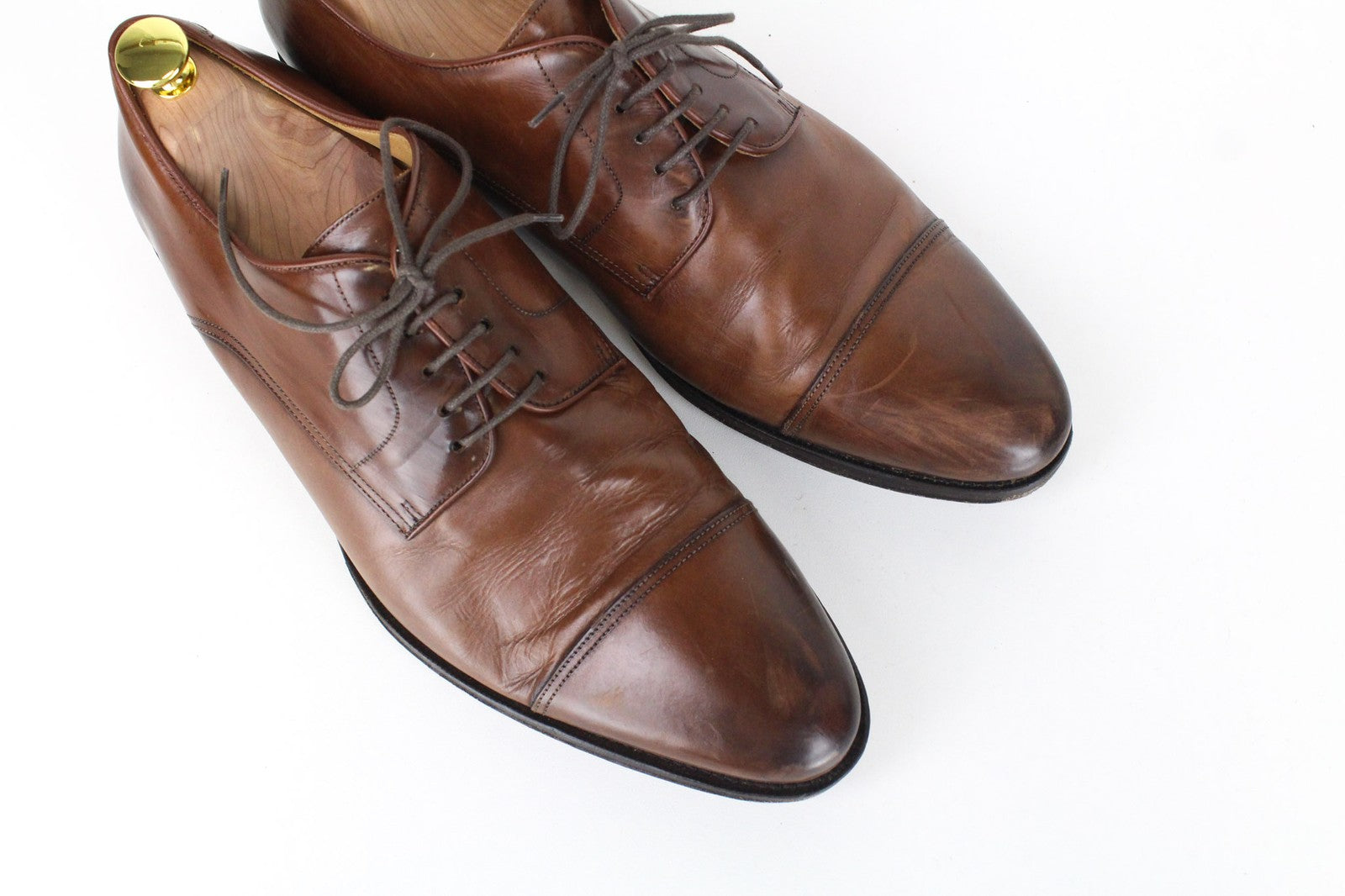 SUITSUPPLY Men's Shoes EU43.5 Mid Brown Derby Pure Calf Leather Lace Ups