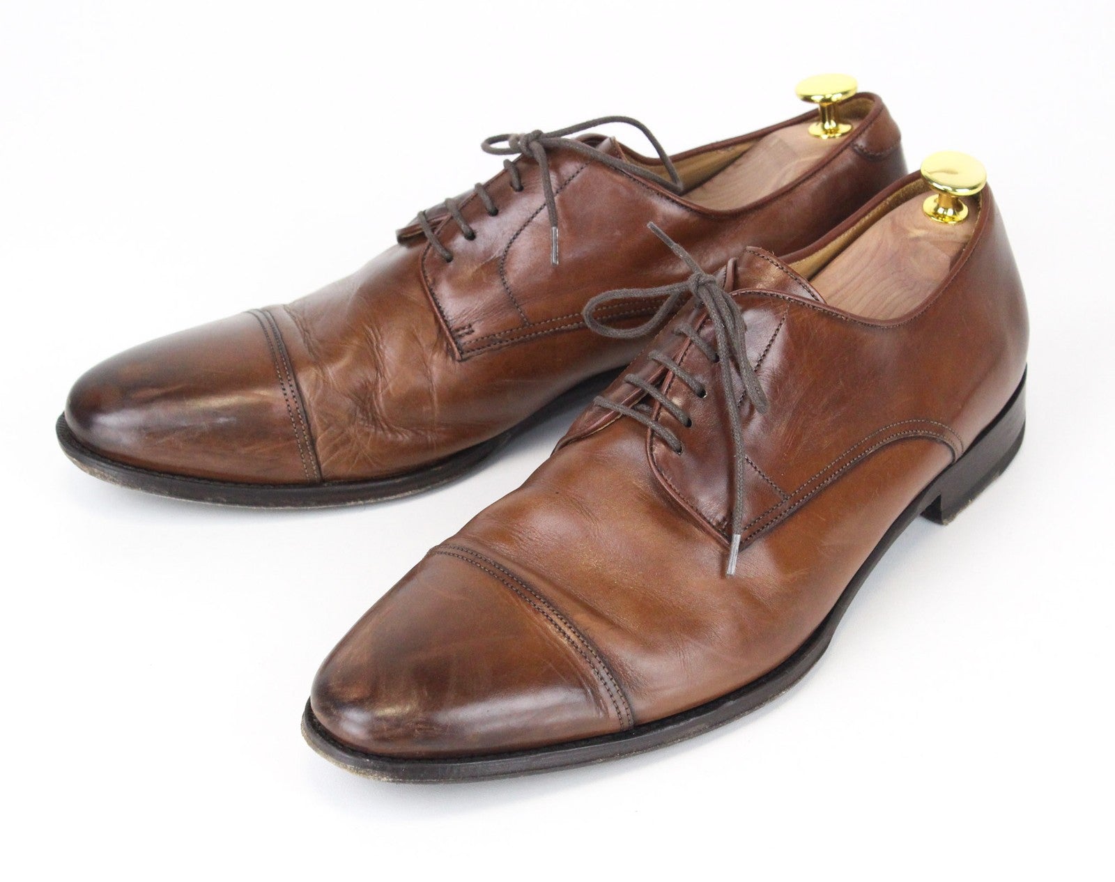 SUITSUPPLY Men's Shoes EU43.5 Mid Brown Derby Pure Calf Leather Lace Ups