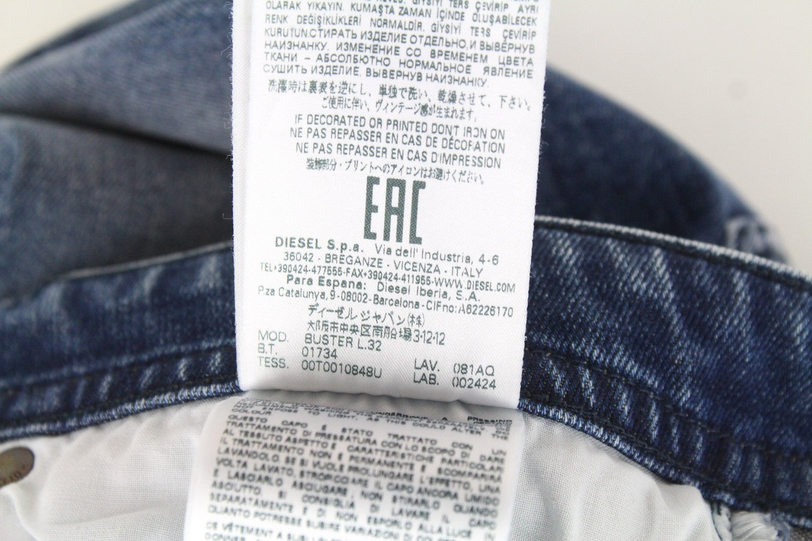 DIESEL Buster 081AQ Men's Jeans W27/L32 Blue Slim Boys Tapered Stretch Distress