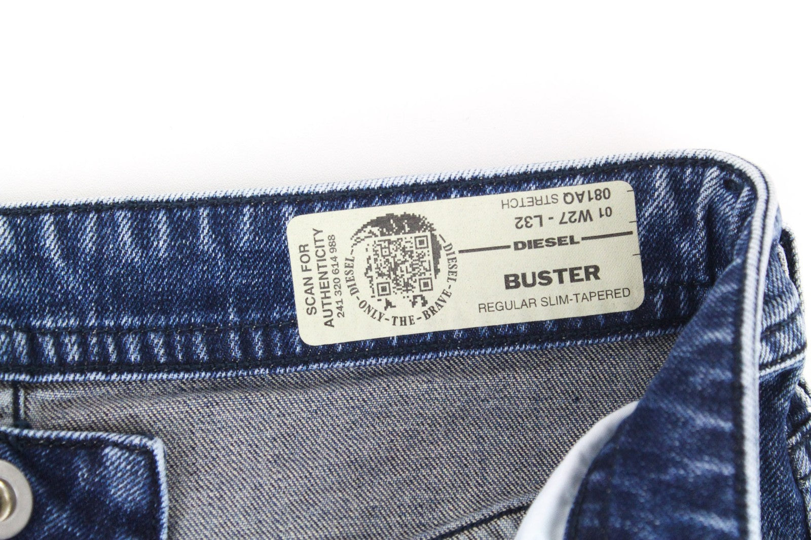 DIESEL Buster 081AQ Men's Jeans W27/L32 Blue Slim Boys Tapered Stretch Distress