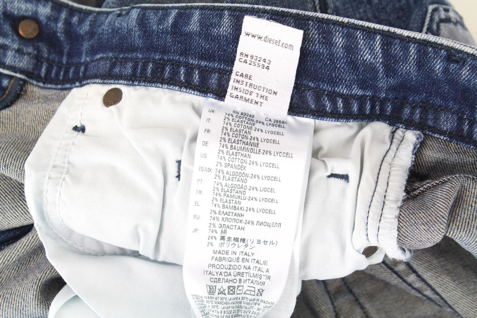 DIESEL Buster 081AQ Men's Jeans W27/L32 Blue Slim Boys Tapered Stretch Distress