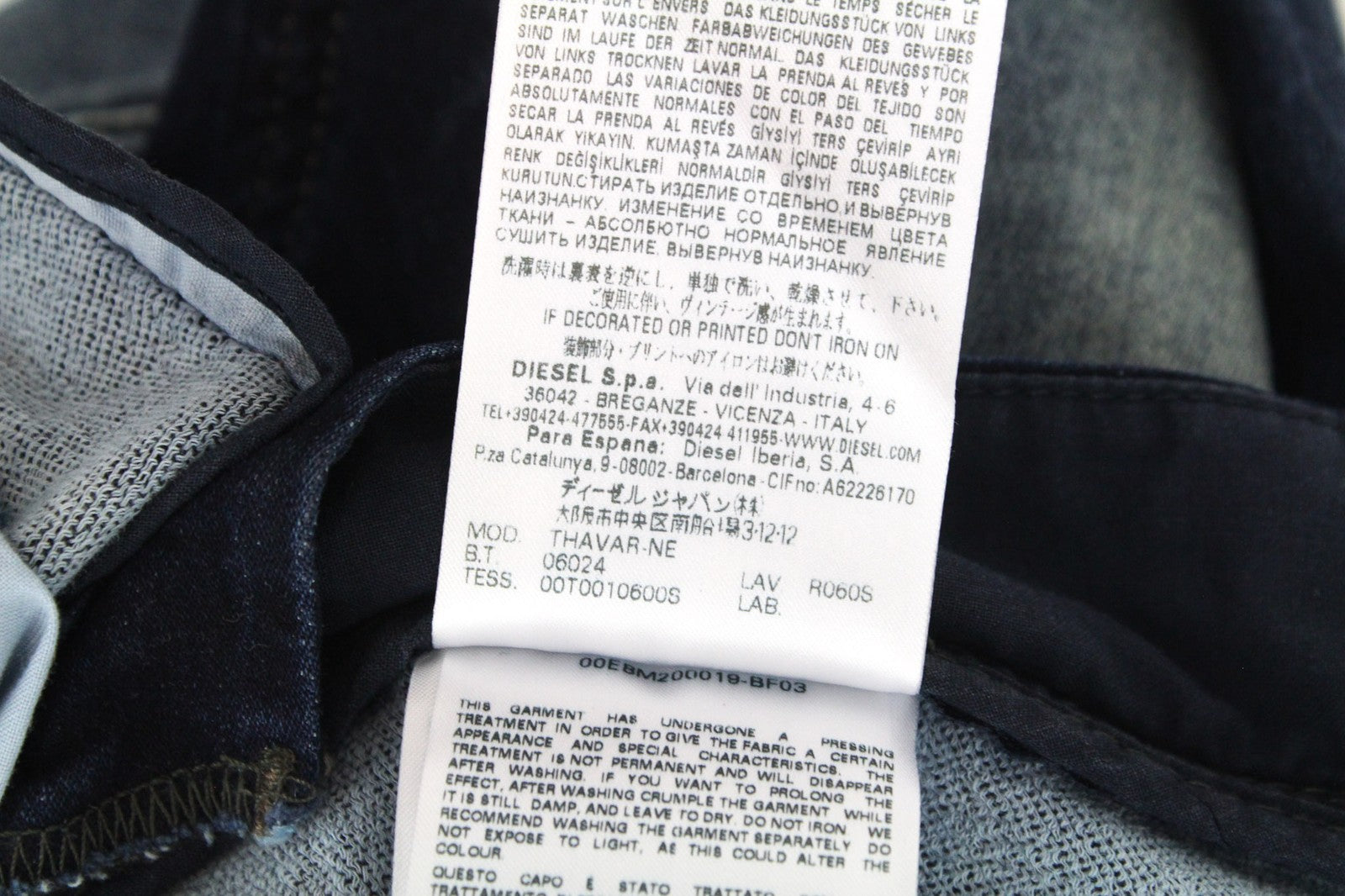 DIESEL Thavar-NE R060S Men's Jeans W28 Blue Distressed Slim Carrot Jogg Sweat