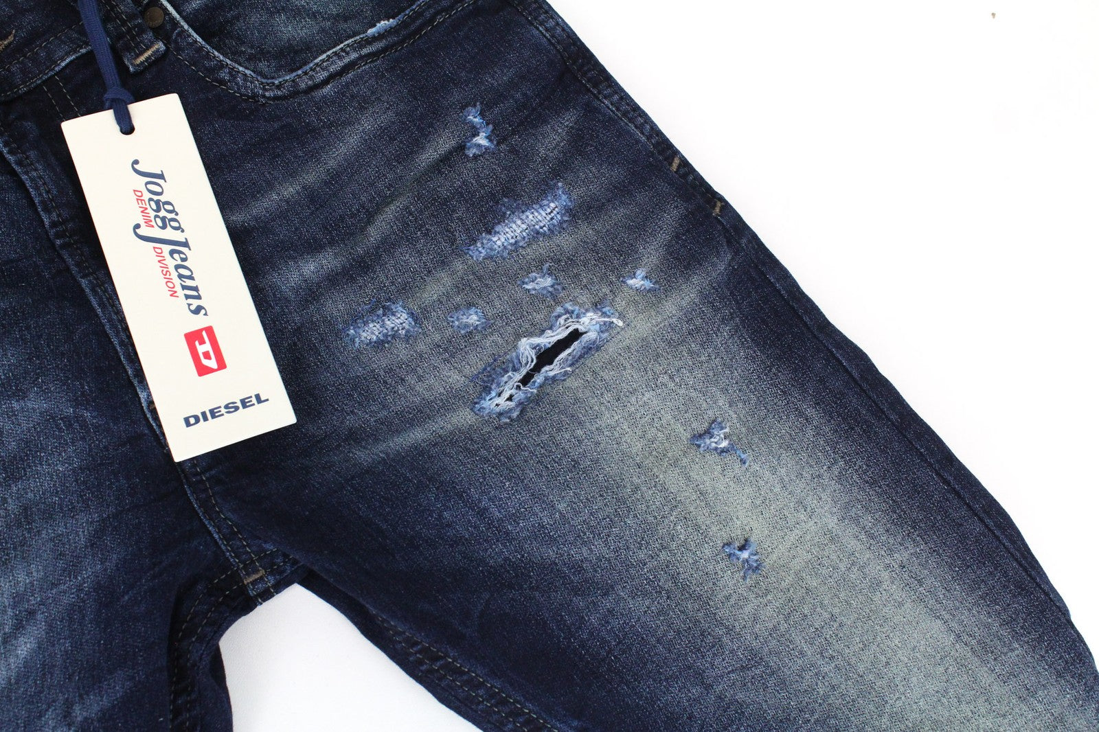 DIESEL Thavar-NE R060S Men's Jeans W28 Blue Distressed Slim Carrot Jogg Sweat