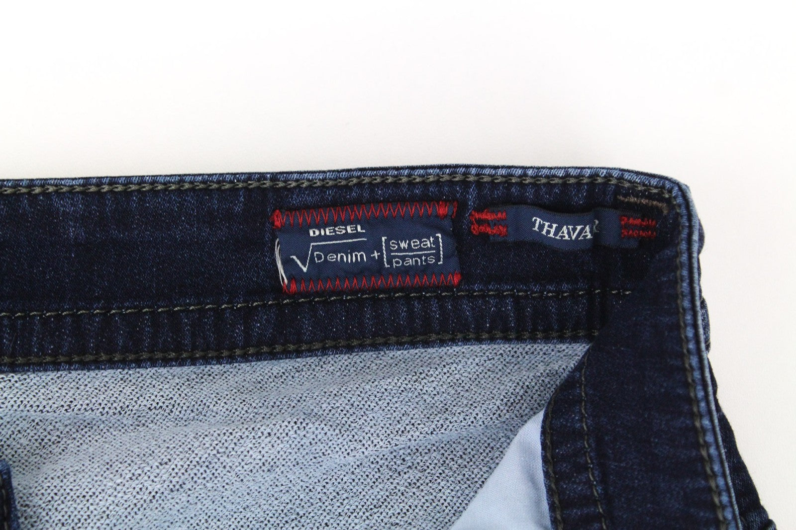 DIESEL Thavar-NE R060S Men's Jeans W28 Blue Distressed Slim Carrot Jogg Sweat