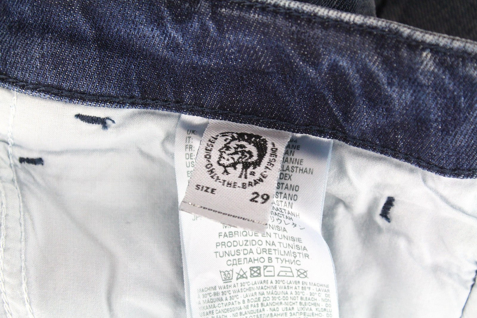 DIESEL D-Bazer 084DD Men's Jeans W29/L34 Blue Stretch Tapered Button Distressed