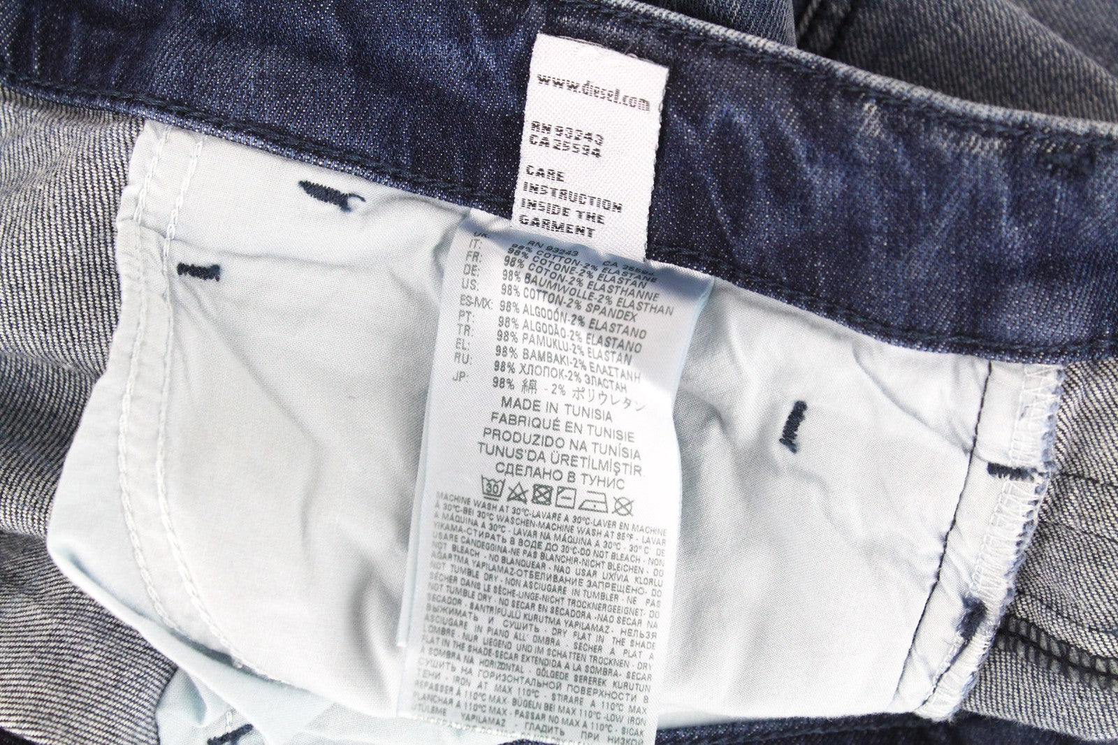 DIESEL D-Bazer 084DD Men's Jeans W29/L34 Blue Stretch Tapered Button Distressed