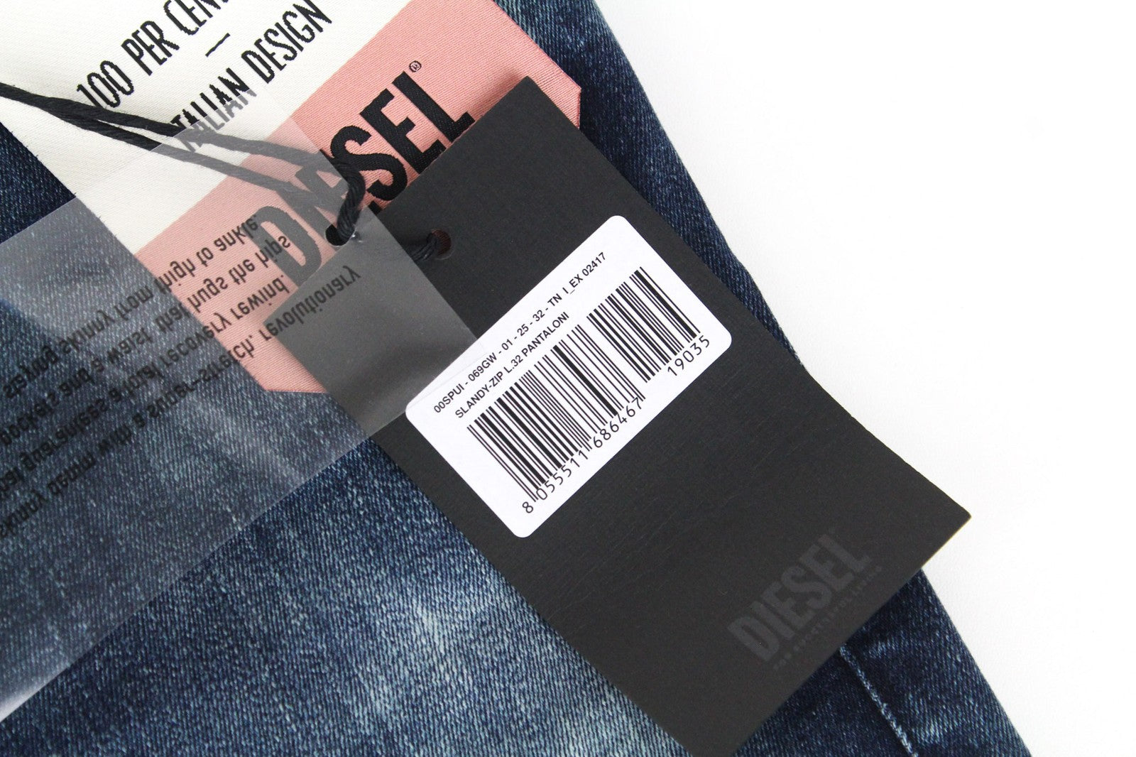 DIESEL Slandy-Zip 069GW Women's Jeans W25/L32 Mid Blue Skinny Stretch Fit