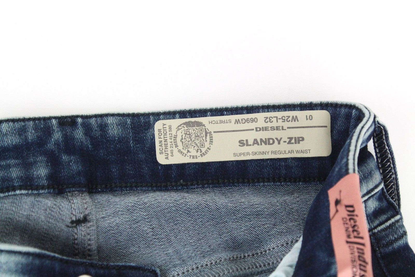 DIESEL Slandy-Zip 069GW Women's Jeans W25/L32 Mid Blue Skinny Stretch Fit