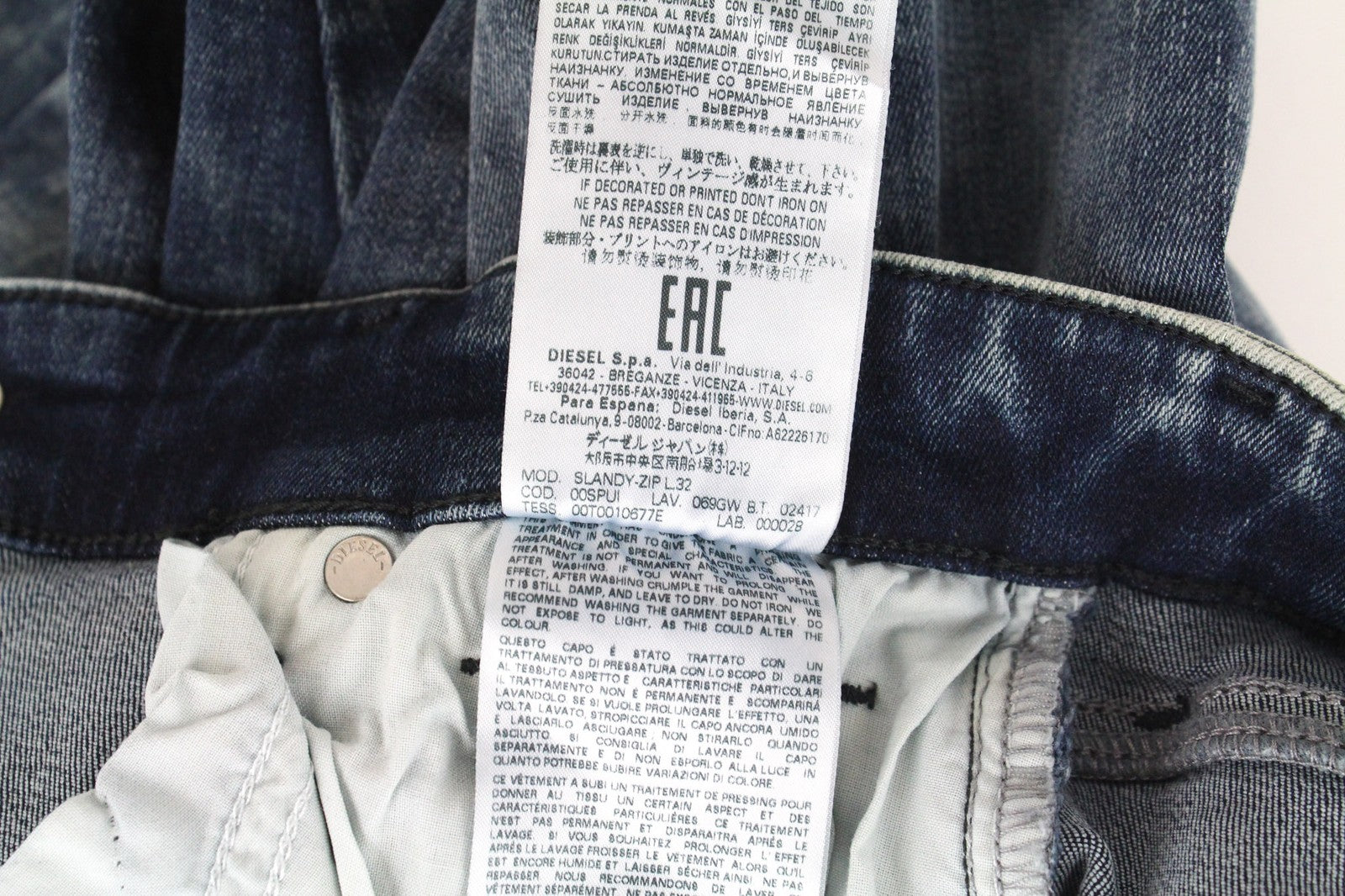 DIESEL Slandy-Zip 069GW Women's Jeans W25/L32 Mid Blue Skinny Stretch Fit