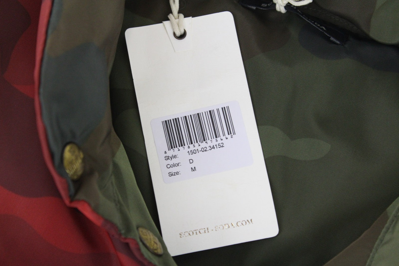 SCOTCH & SODA Men's Vest M Red Quilted Camouflage Print Buttoned High Neck