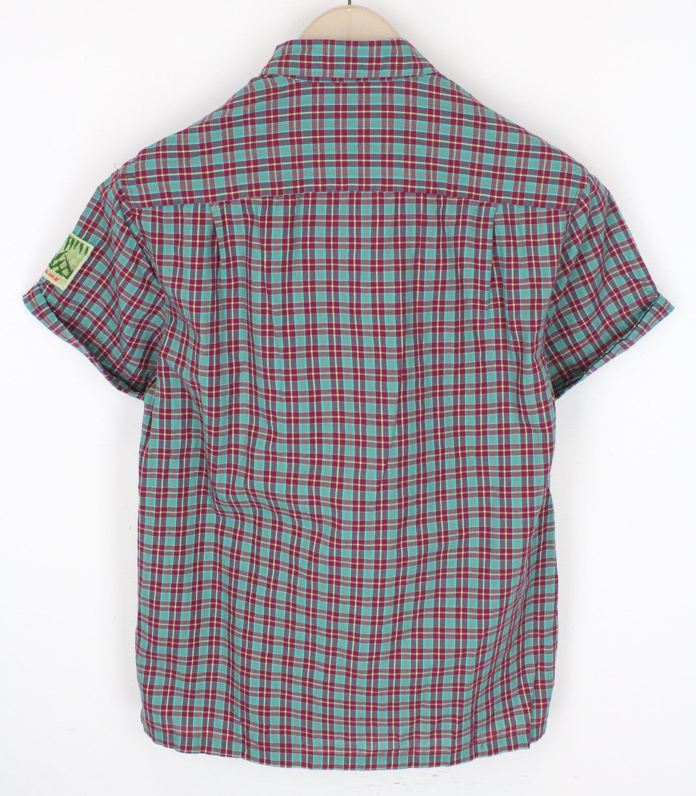 SCOTCH & SODA Men's Shirt S Purple Plaid Check Patchwork Cotton Linen Blend