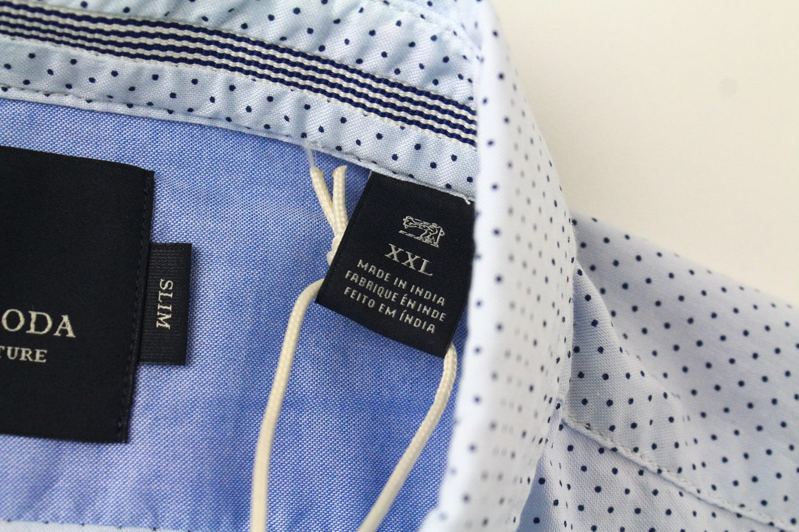 SCOTCH & SODA Men's Shirt 2XL Blue Polka Dot Melange Slim Cut Button Down