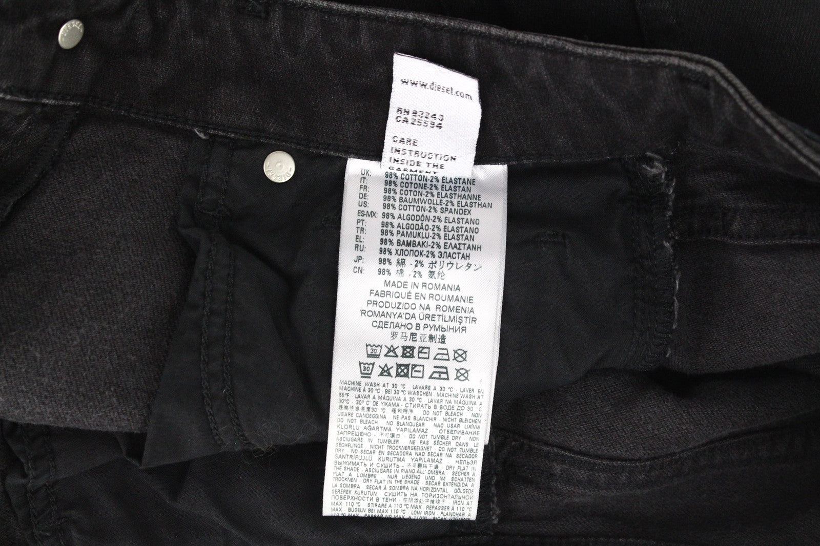 DIESEL Aryel 069JD Women's Jeans W23/L30 Black Stretch Straight Girls Buttoned