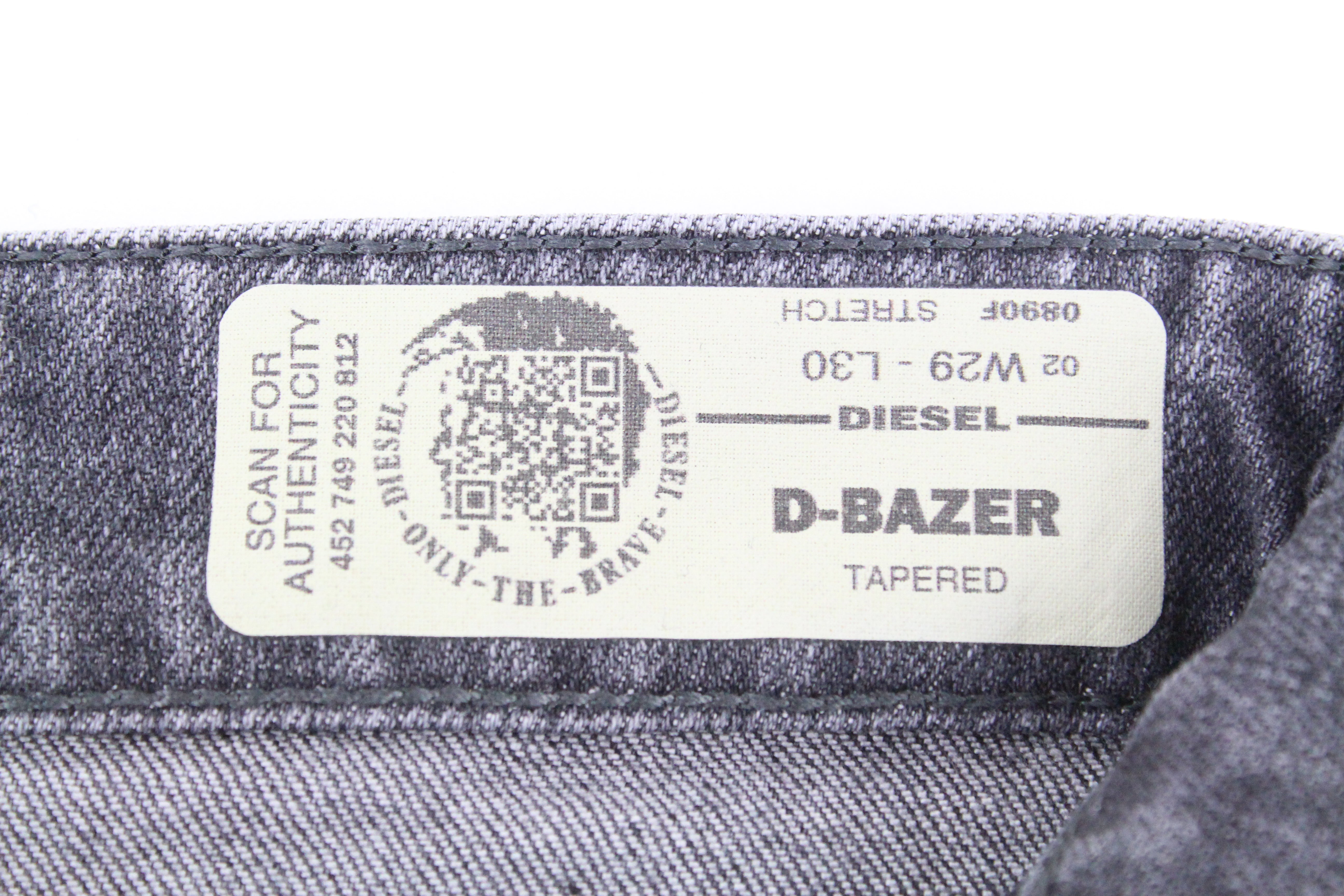 DIESEL D-Bazer 0890F Mens Jeans W29/L30 Tapered  Cotton Stretch Grey Ripped