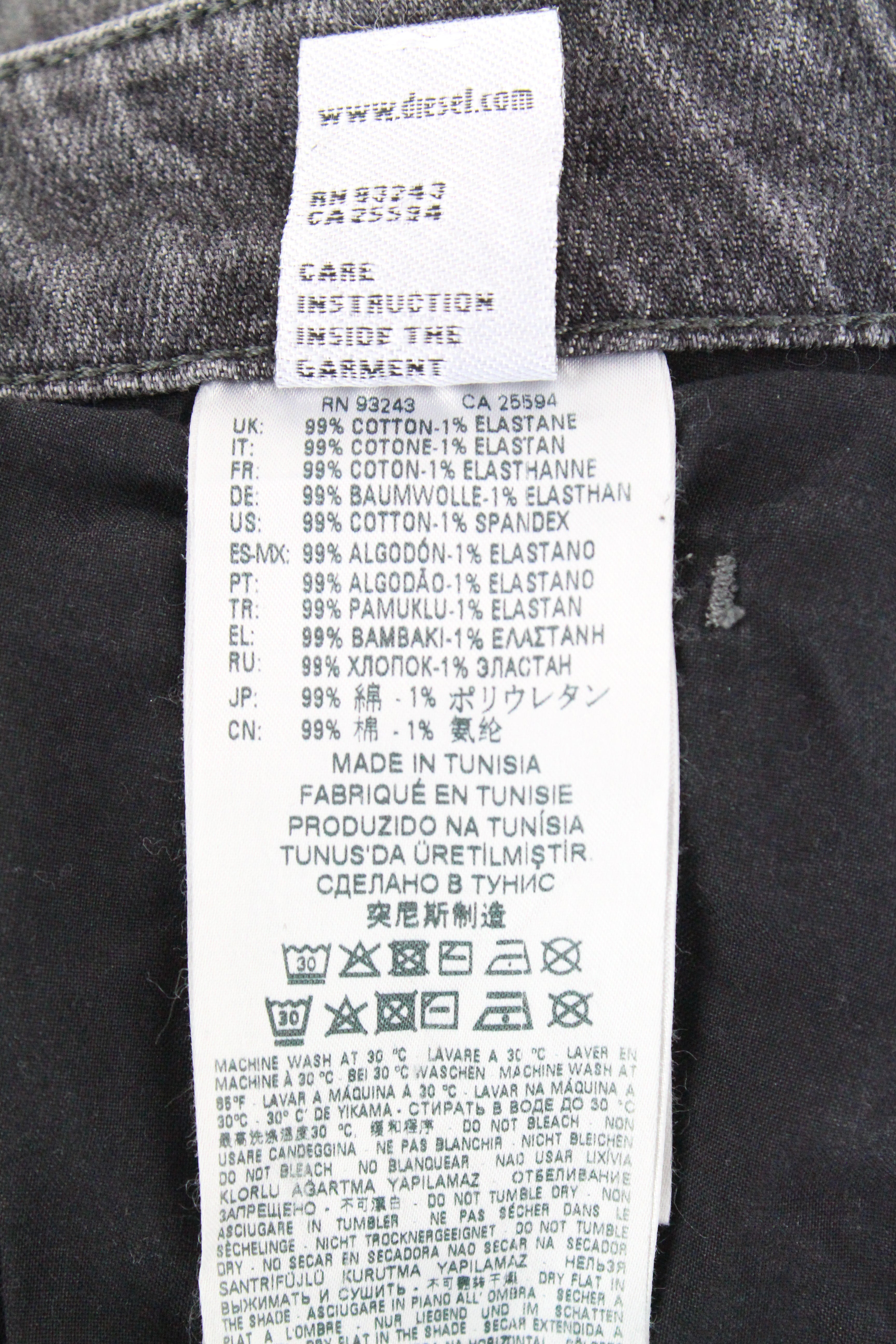 DIESEL D-Bazer 0890F Mens Jeans W29/L30 Tapered  Cotton Stretch Grey Ripped