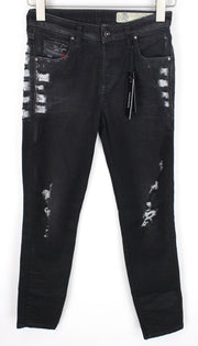 DIESEL Babhila 084YT Women's W24/L32 Grey Slim Skinny Stretch Distressed Jeans