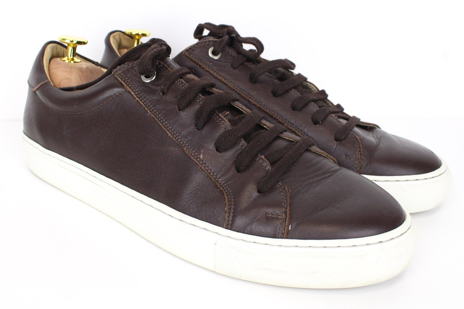 SUITSUPPLY Men's EU43 Dark Brown Leather Sneakers Classic Low-Shaft Lace-Up