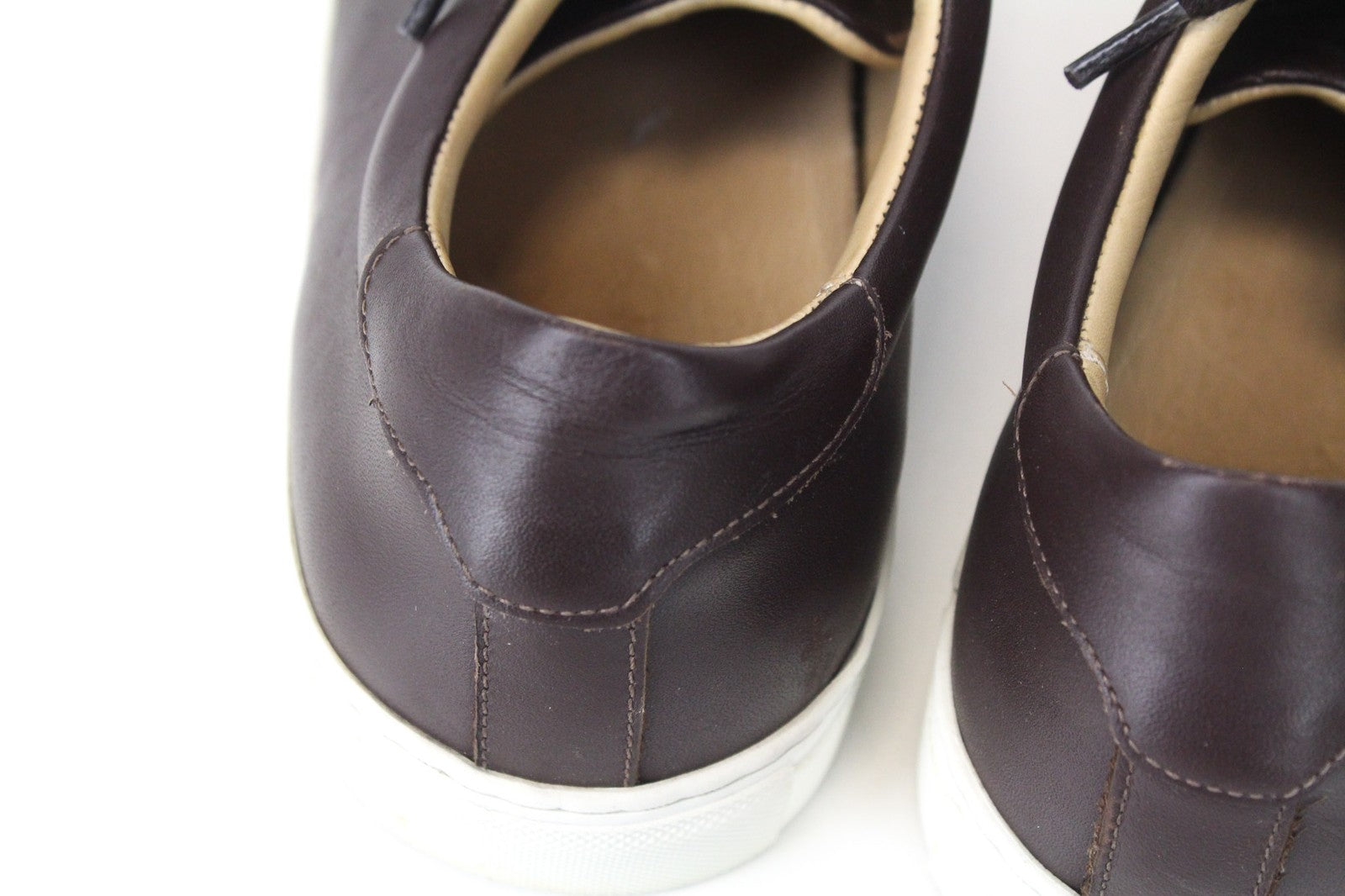 SUITSUPPLY Men's EU43 Dark Brown Leather Sneakers Classic Low-Shaft Lace-Up