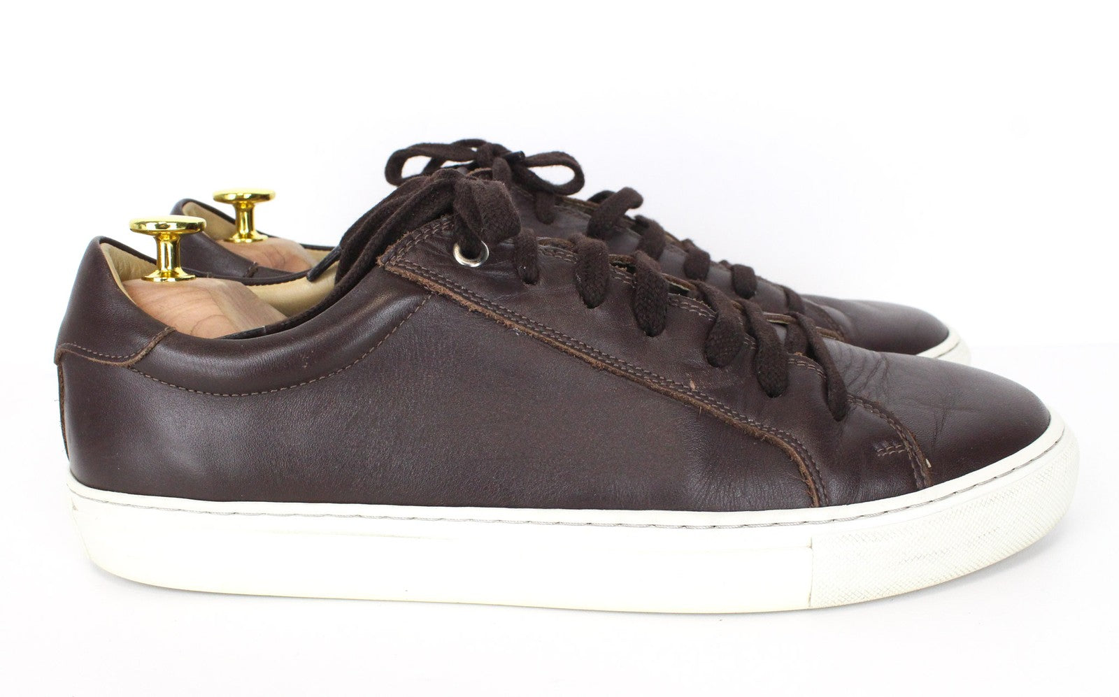 SUITSUPPLY Men's EU43 Dark Brown Leather Sneakers Classic Low-Shaft Lace-Up