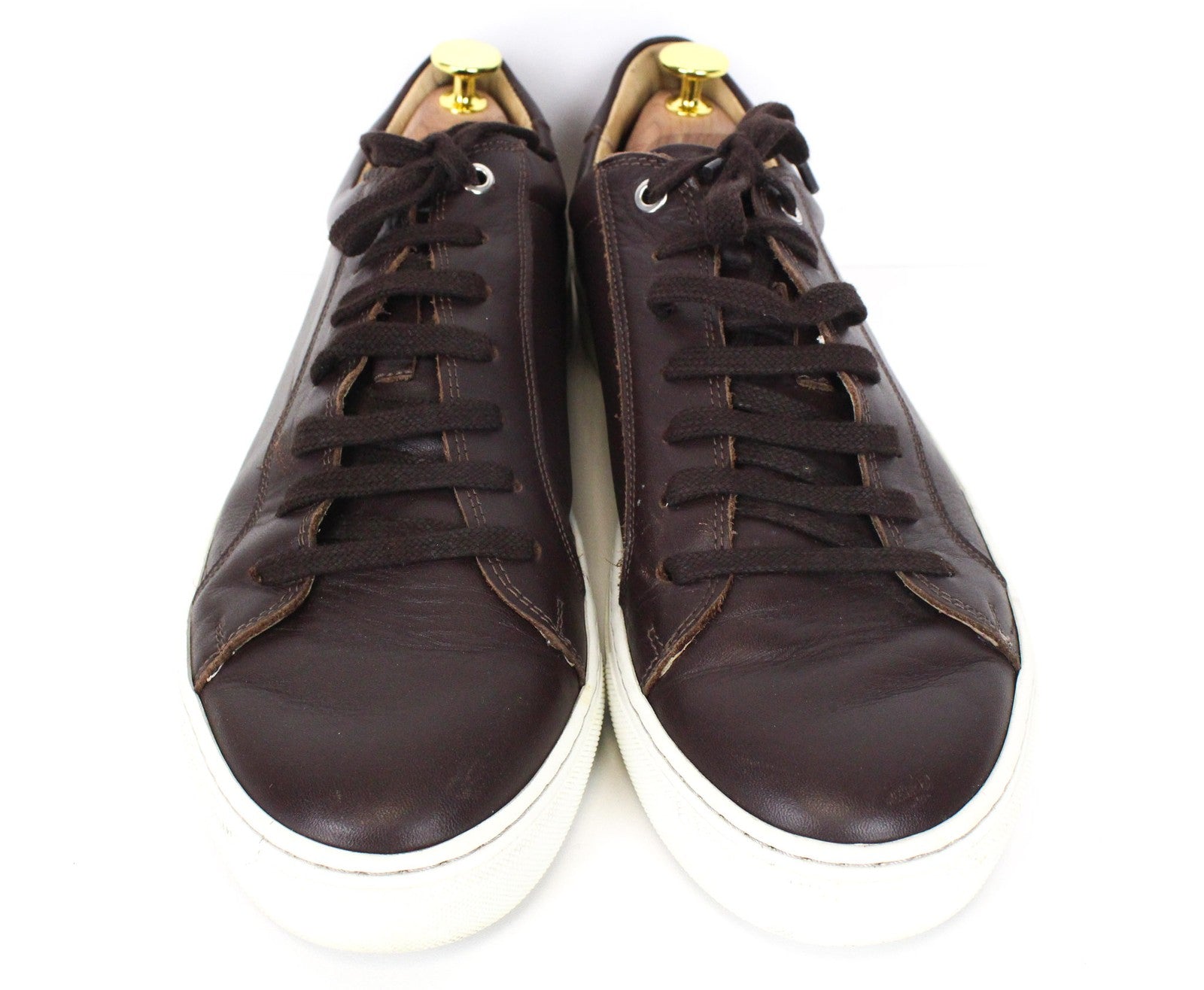 SUITSUPPLY Men's EU43 Dark Brown Leather Sneakers Classic Low-Shaft Lace-Up