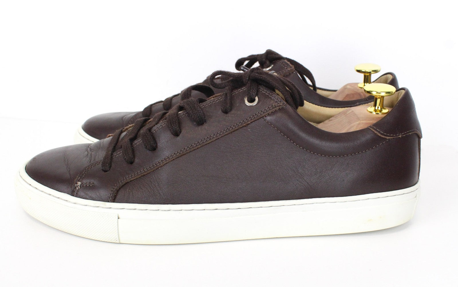 SUITSUPPLY Men's EU43 Dark Brown Leather Sneakers Classic Low-Shaft Lace-Up