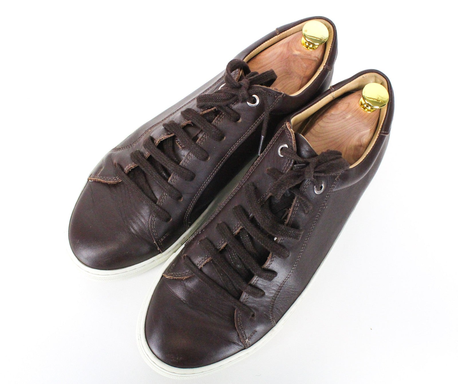 SUITSUPPLY Men's EU43 Dark Brown Leather Sneakers Classic Low-Shaft Lace-Up