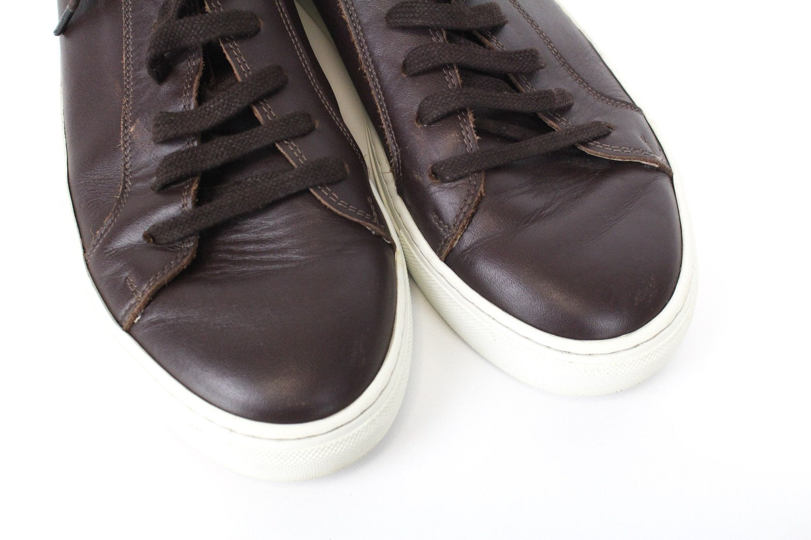 SUITSUPPLY Men's EU43 Dark Brown Leather Sneakers Classic Low-Shaft Lace-Up