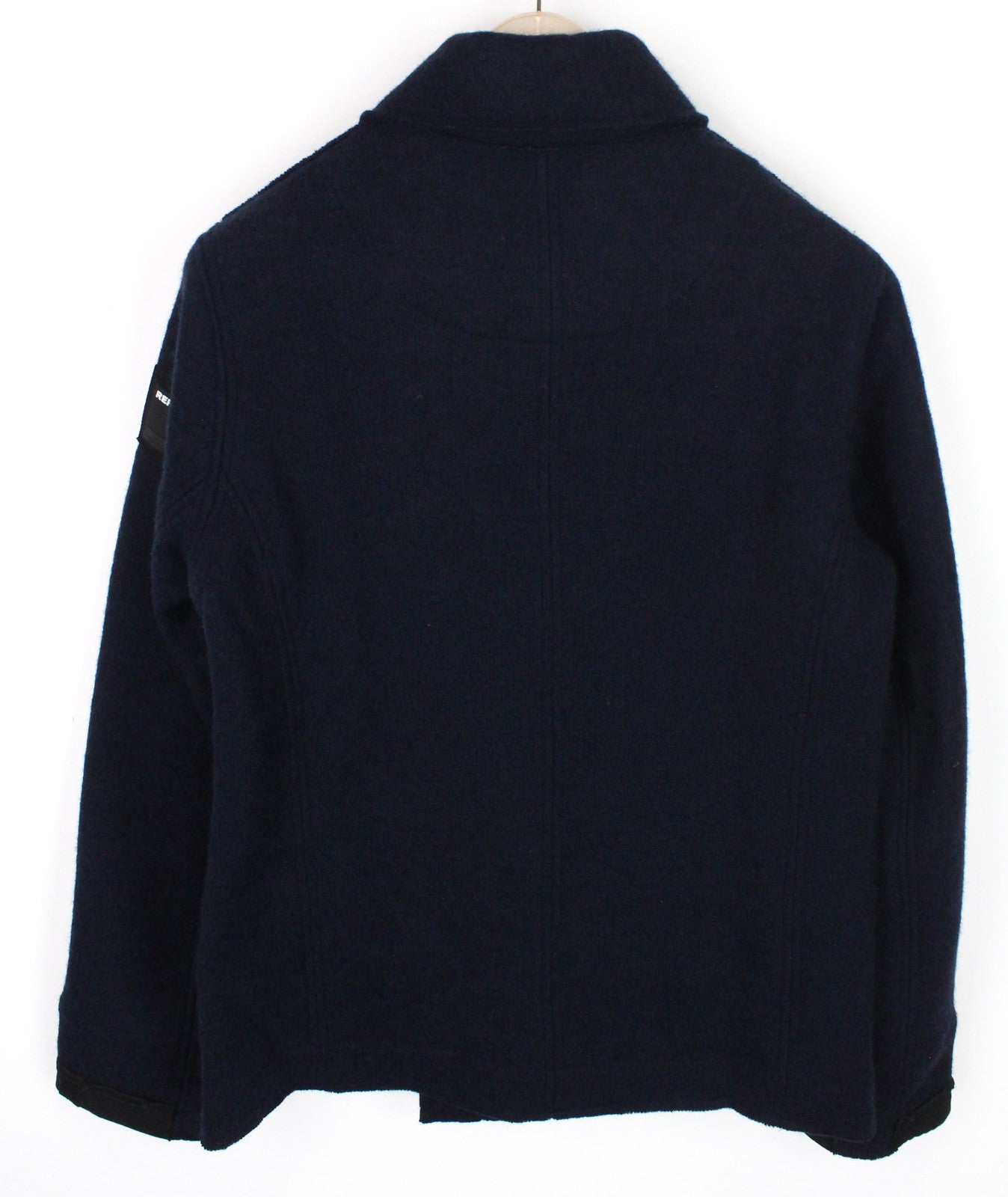 REPLAY Men's XL Coat Navy Blue Wool Blend Classic Double-Breasted Notch Cut