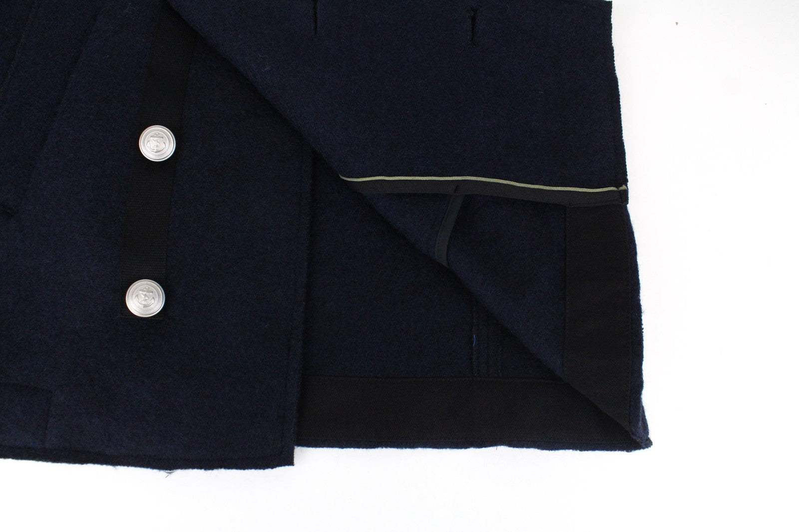 REPLAY Men's XL Coat Navy Blue Wool Blend Classic Double-Breasted Notch Cut