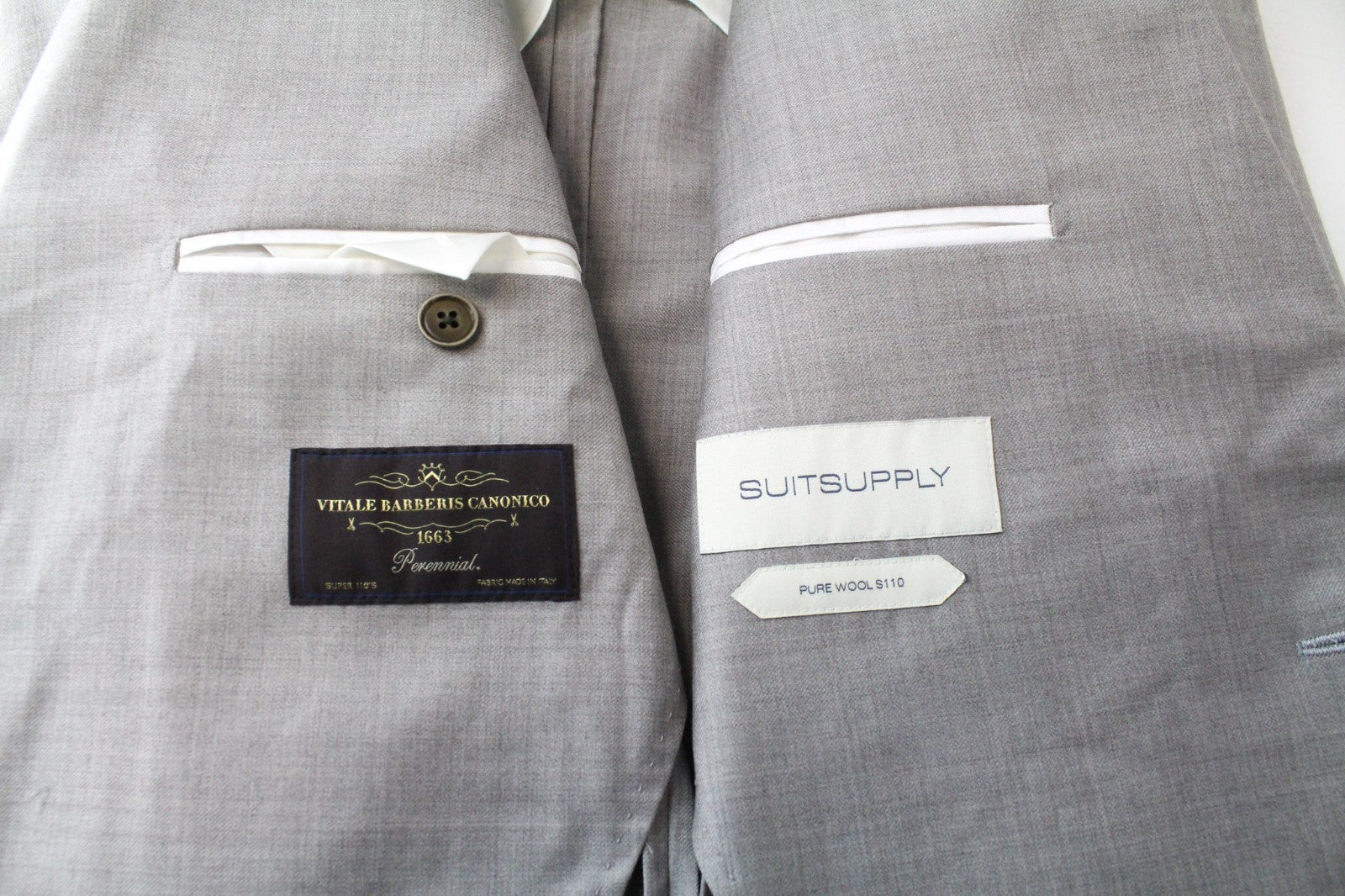 SUITSUPPLY Havana Men's UK36R Slim Fit Grey Super 110's Pure Wool 2 Piece Suit