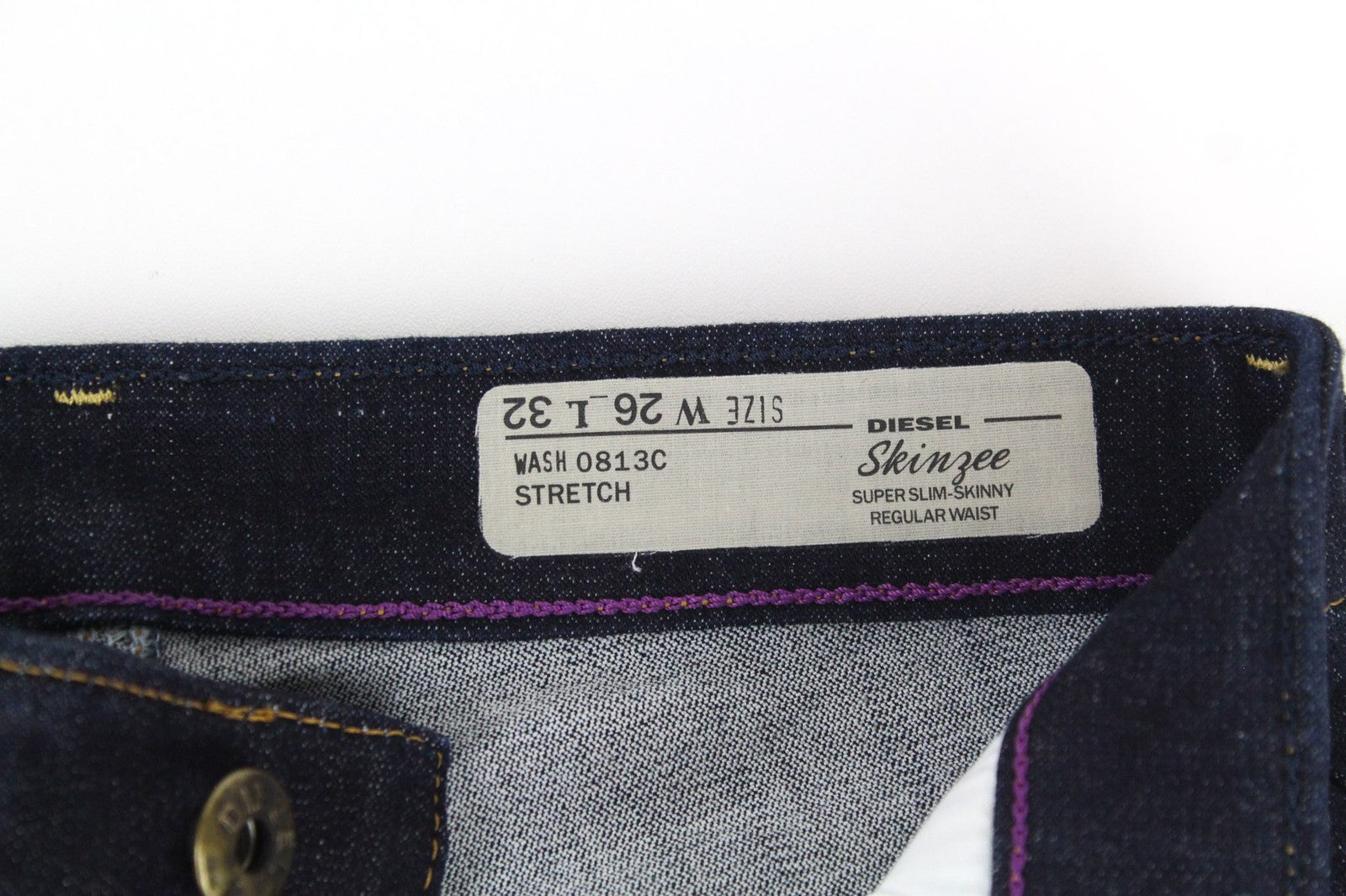 DIESEL Skinzee 0813C Women's W26/L32 Blue Super Slim Stretch Skinny Fit Jeans