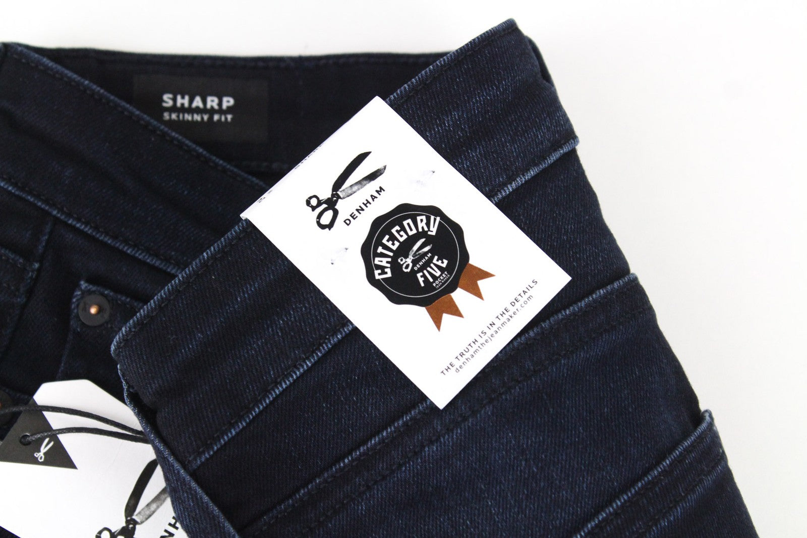 DENHAM Sharp Women's W24/L30 Dark Blue Zipped Skinny Stretch Classic Jeans