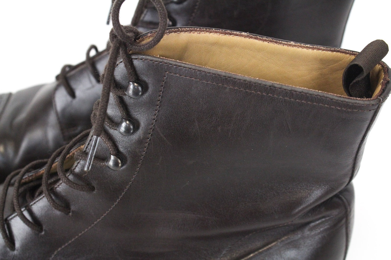 SUITSUPPLY Men's EU46 Dark Brown Brogue High-Top Leather Lace-Up Formal Shoes