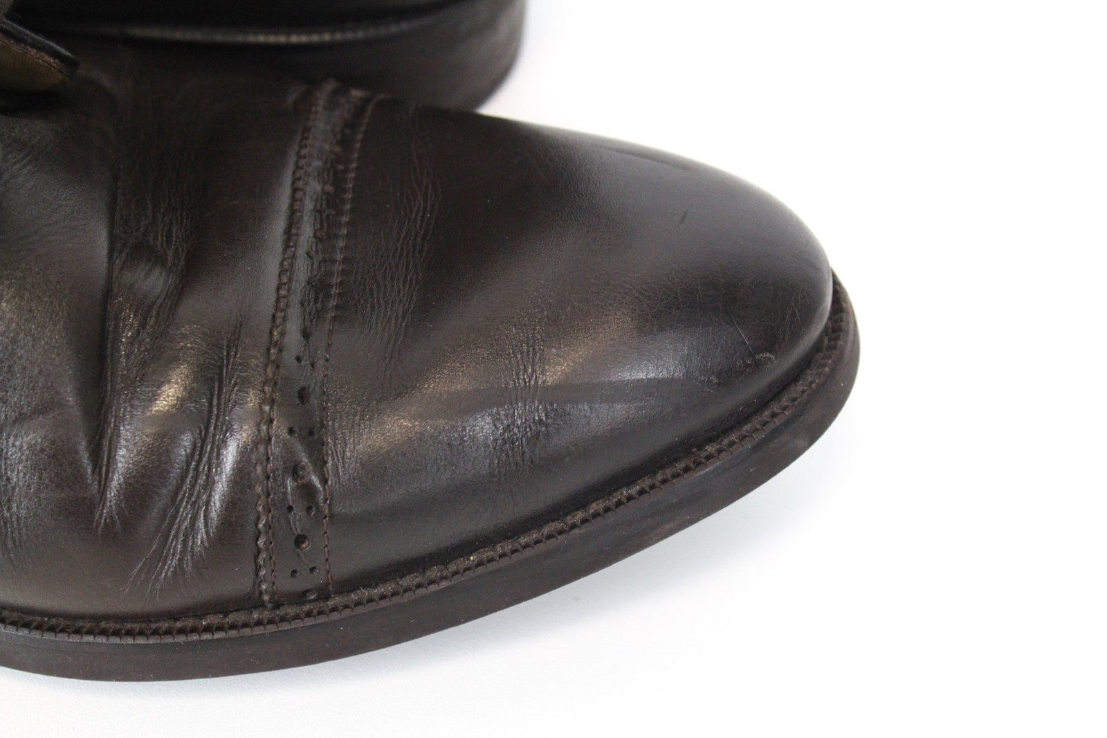 SUITSUPPLY Men's EU46 Dark Brown Brogue High-Top Leather Lace-Up Formal Shoes