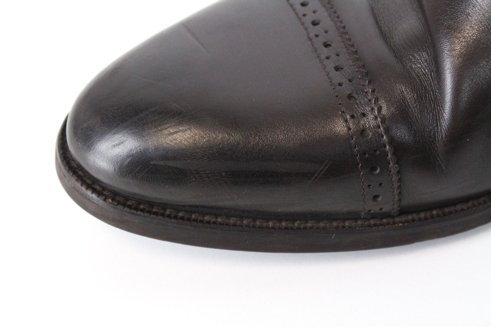 SUITSUPPLY Men's EU46 Dark Brown Brogue High-Top Leather Lace-Up Formal Shoes