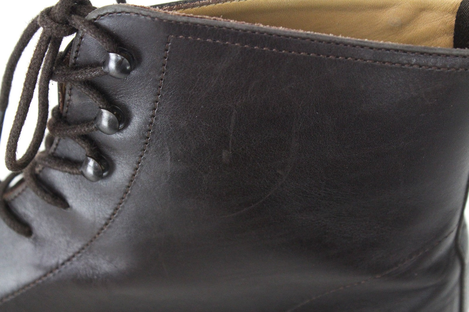 SUITSUPPLY Men's EU46 Dark Brown Brogue High-Top Leather Lace-Up Formal Shoes