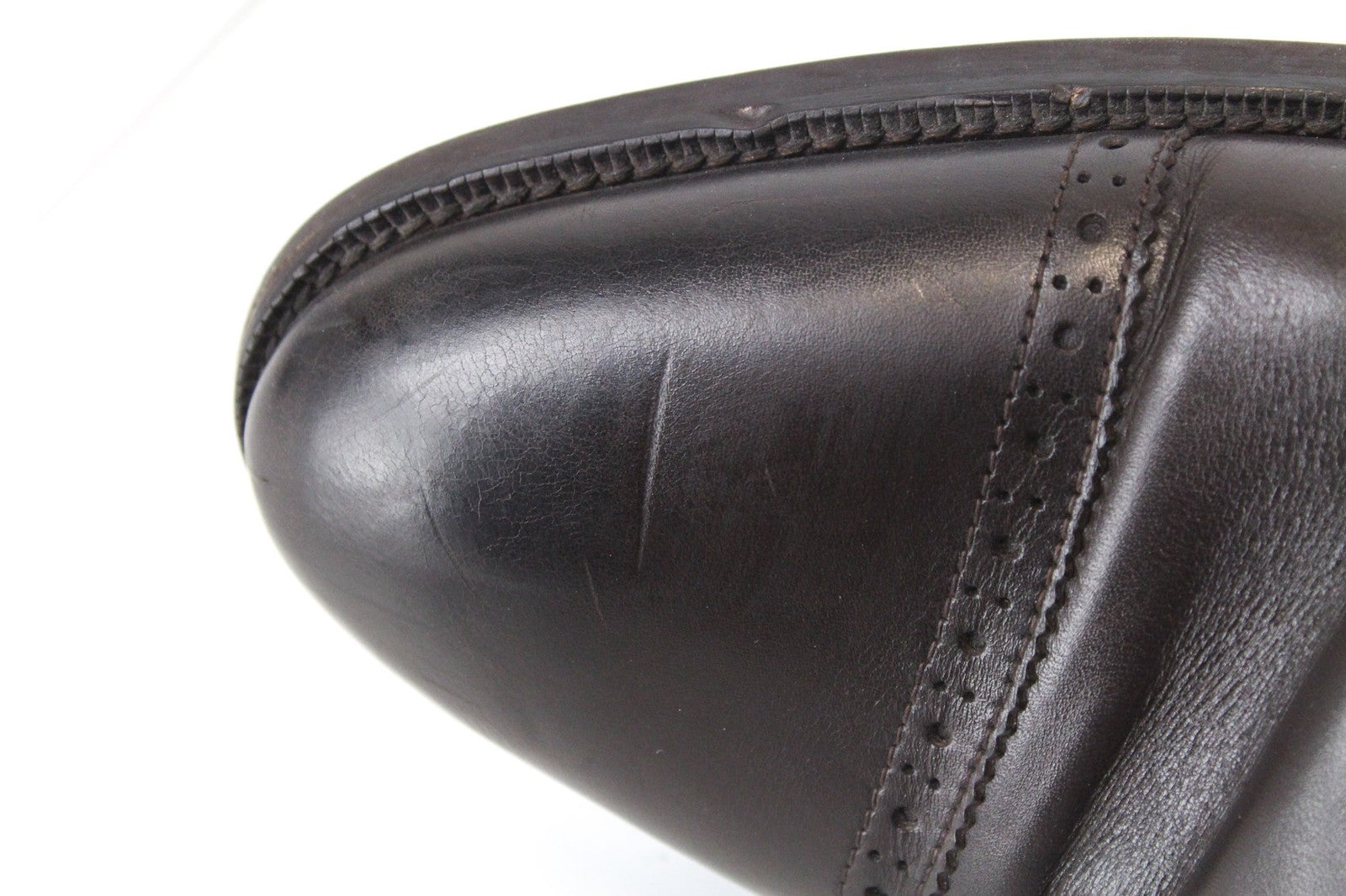 SUITSUPPLY Men's EU46 Dark Brown Brogue High-Top Leather Lace-Up Formal Shoes