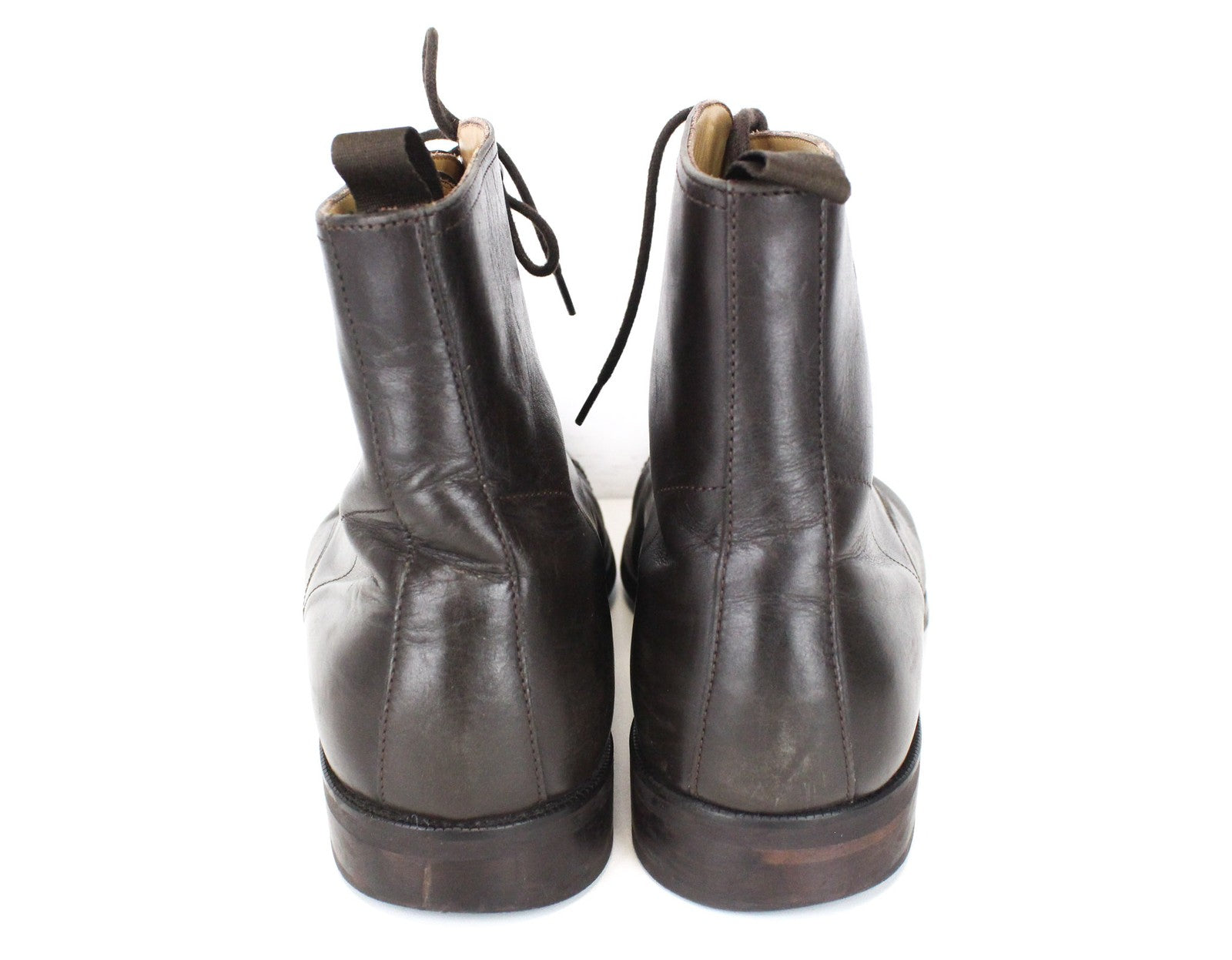 SUITSUPPLY Men's EU46 Dark Brown Brogue High-Top Leather Lace-Up Formal Shoes