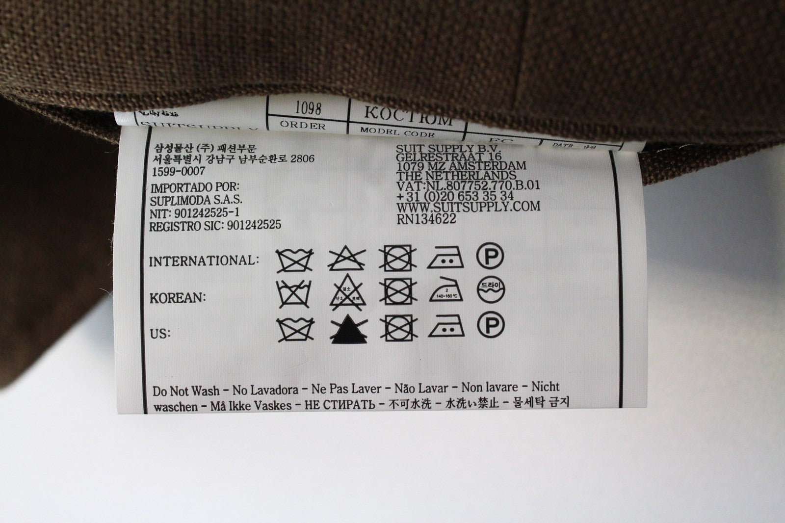 SUITSUPPLY Ferrara Men's UK34R Waistcoat Brown Pure Linen Single-Breasted Formal