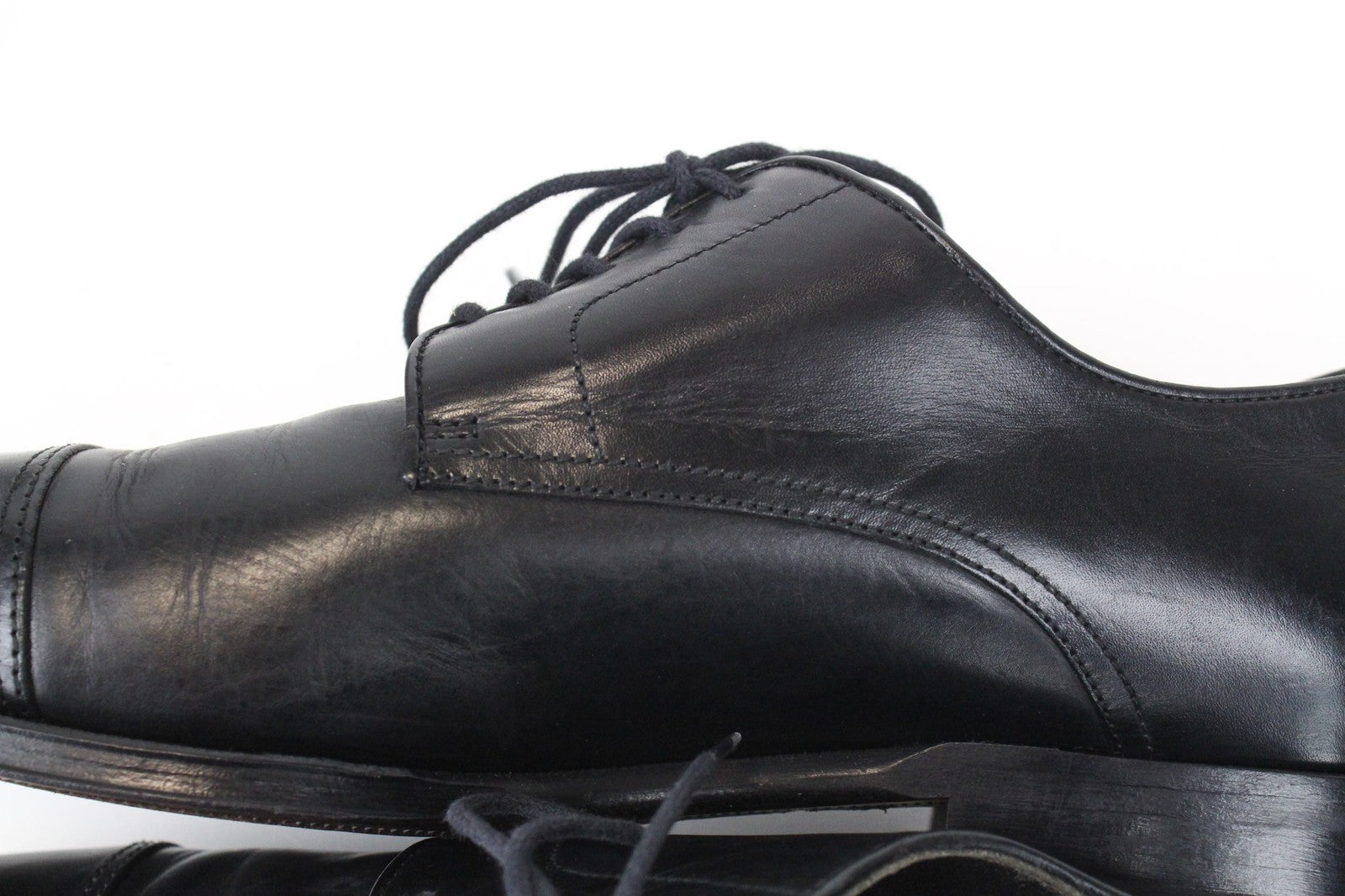 SUITSUPPLY Men's EU39 Black Derby Blake-Stitched Calf Leather Formal Lace-Up