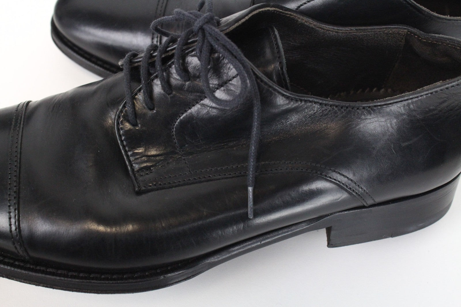 SUITSUPPLY Men's EU39 Black Derby Blake-Stitched Calf Leather Formal Lace-Up