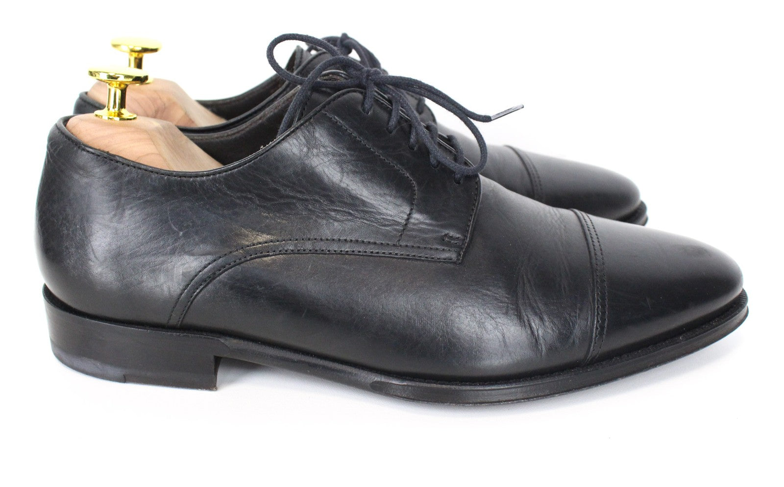 SUITSUPPLY Men's EU39 Black Derby Blake-Stitched Calf Leather Formal Lace-Up