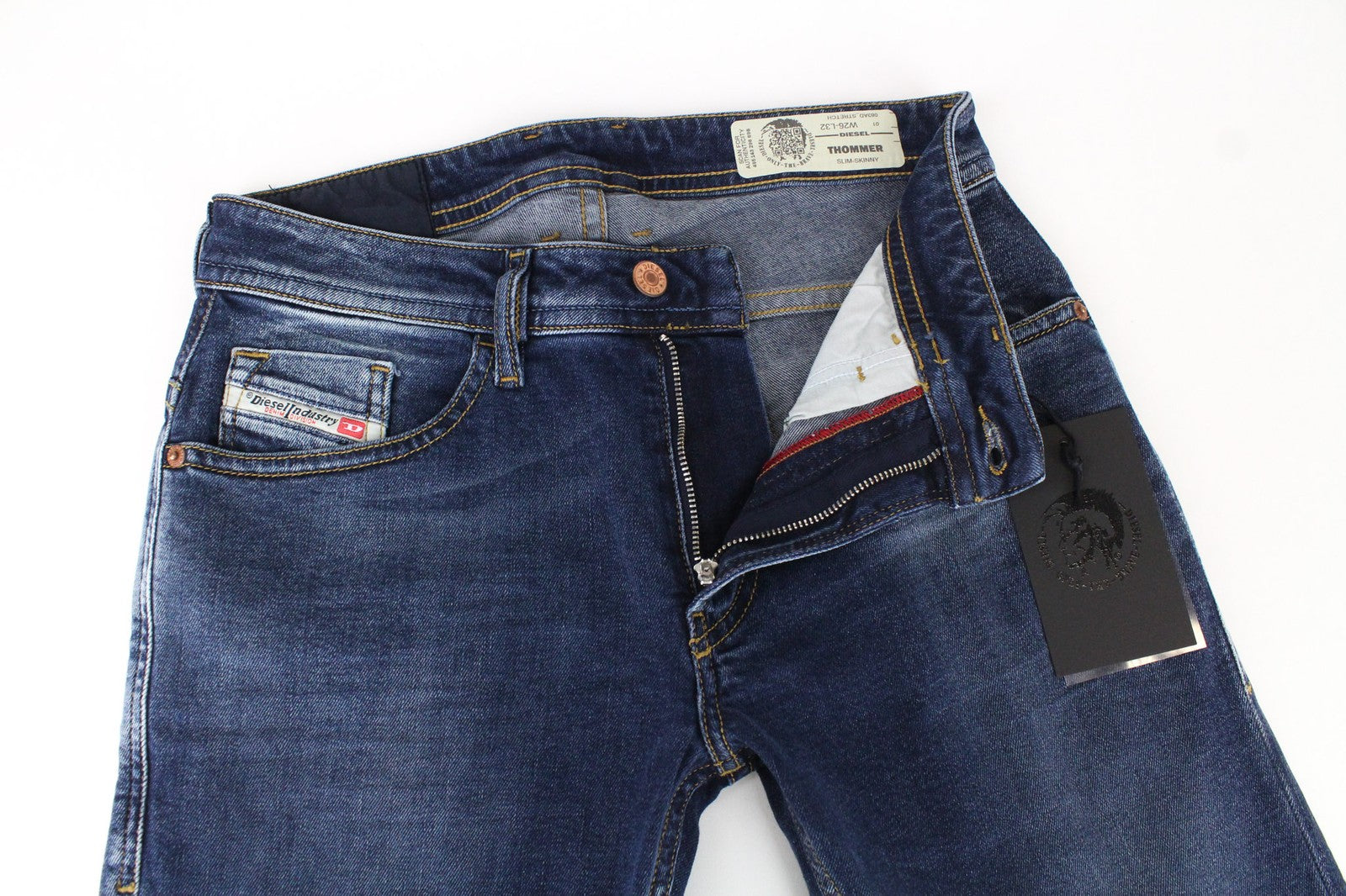 DIESEL Thommer 083AD Men's W26/L32 Dark Blue Slim Skinny Boys Stretch Zip Jeans