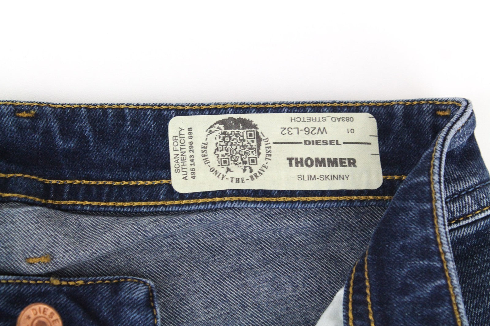 DIESEL Thommer 083AD Men's W26/L32 Dark Blue Slim Skinny Boys Stretch Zip Jeans